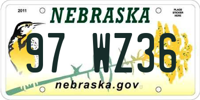 NE license plate 97WZ36