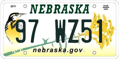 NE license plate 97WZ51