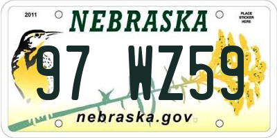 NE license plate 97WZ59