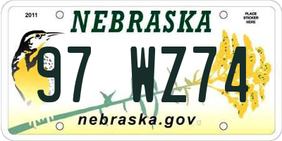 NE license plate 97WZ74