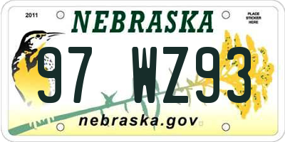 NE license plate 97WZ93