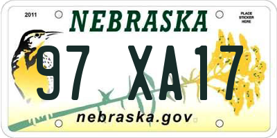 NE license plate 97XA17
