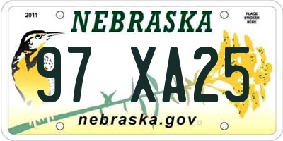 NE license plate 97XA25