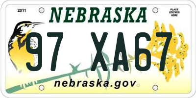 NE license plate 97XA67