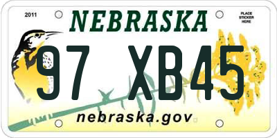 NE license plate 97XB45