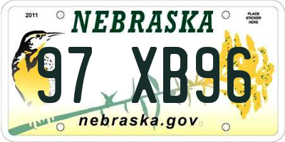 NE license plate 97XB96