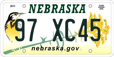 NE license plate 97XC45