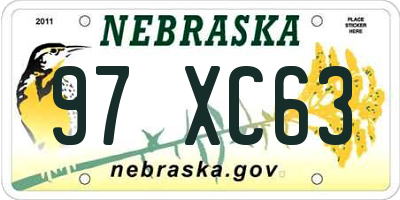 NE license plate 97XC63