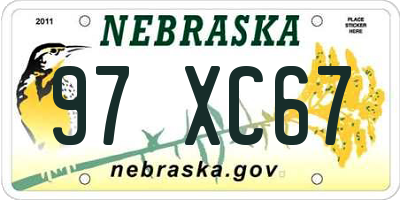 NE license plate 97XC67