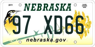 NE license plate 97XD66