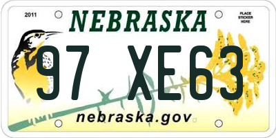 NE license plate 97XE63