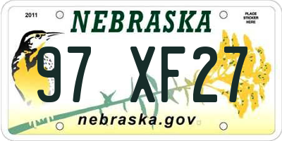 NE license plate 97XF27