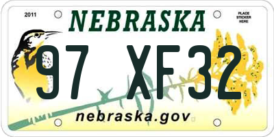NE license plate 97XF32