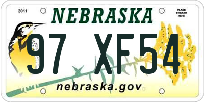NE license plate 97XF54