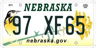 NE license plate 97XF65