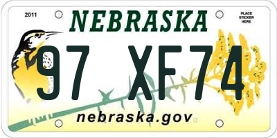 NE license plate 97XF74
