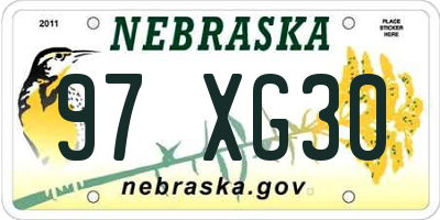 NE license plate 97XG30