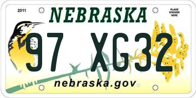 NE license plate 97XG32