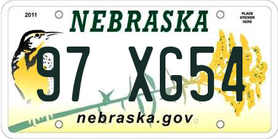 NE license plate 97XG54