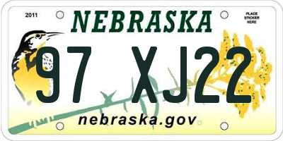 NE license plate 97XJ22