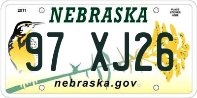 NE license plate 97XJ26