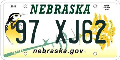 NE license plate 97XJ62