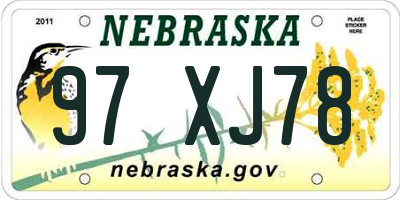 NE license plate 97XJ78