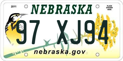 NE license plate 97XJ94