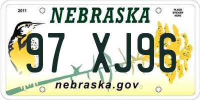 NE license plate 97XJ96