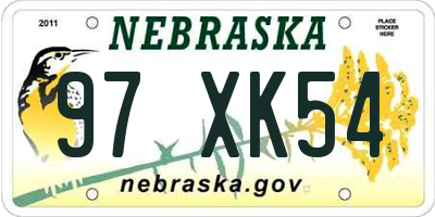 NE license plate 97XK54