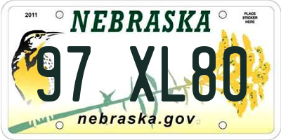 NE license plate 97XL80