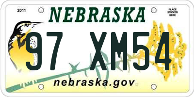 NE license plate 97XM54
