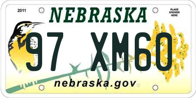 NE license plate 97XM60