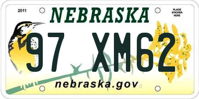 NE license plate 97XM62
