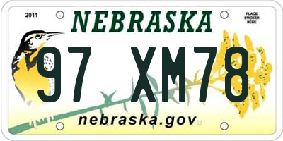 NE license plate 97XM78
