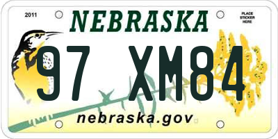 NE license plate 97XM84