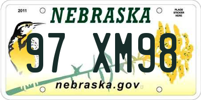 NE license plate 97XM98