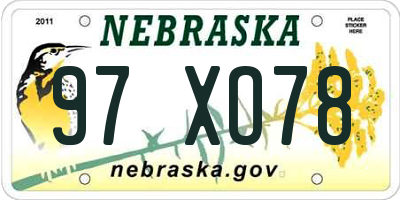 NE license plate 97XO78