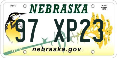 NE license plate 97XP23