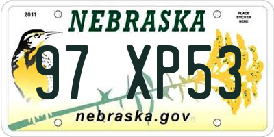 NE license plate 97XP53
