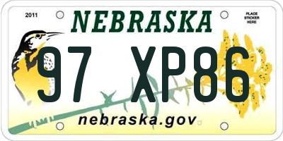 NE license plate 97XP86