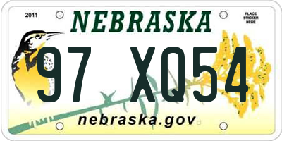 NE license plate 97XQ54