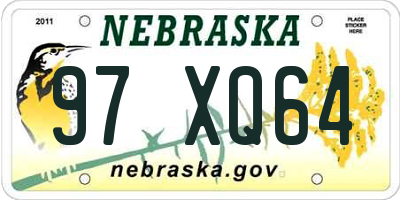 NE license plate 97XQ64