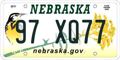 NE license plate 97XQ77