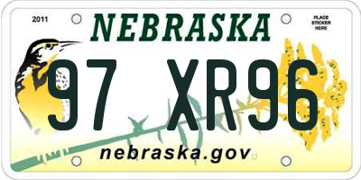 NE license plate 97XR96