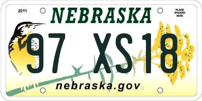 NE license plate 97XS18