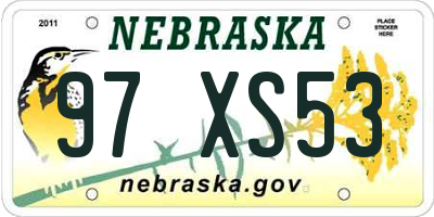 NE license plate 97XS53