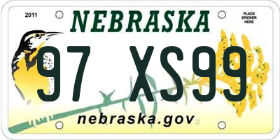 NE license plate 97XS99