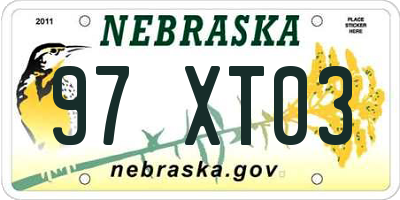 NE license plate 97XT03