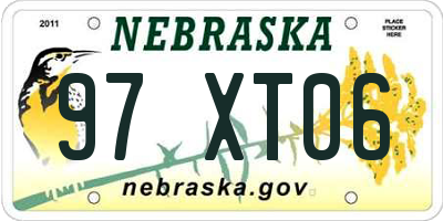 NE license plate 97XT06